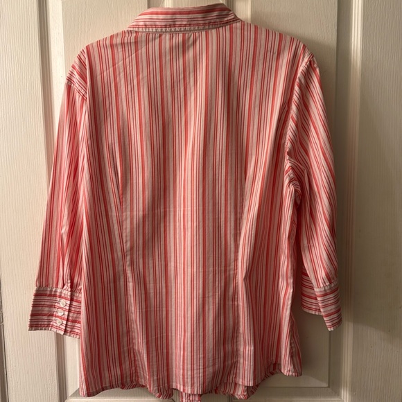 Chicos longsleevee pink white ane red striped button down blouse size 3 - Picture 9 of 9